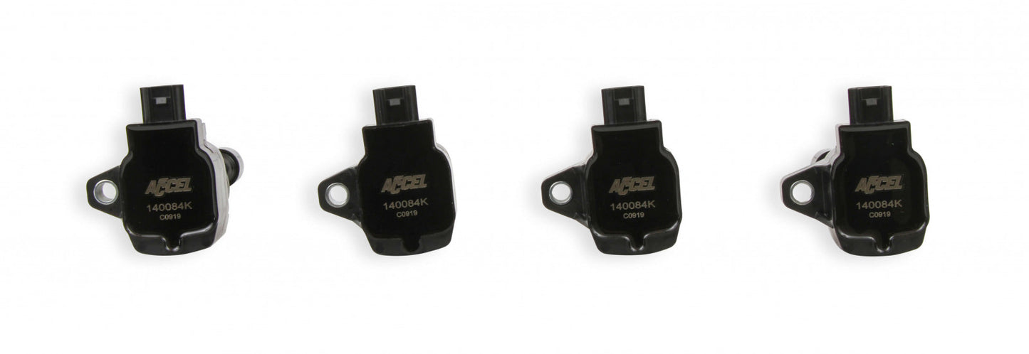 ACCEL Ignition Coils - 2015-2020 Honda Civic 2.0L, 2.0L Turbo and Fit 1.5L 4-cylinder, Black, 4-Pack