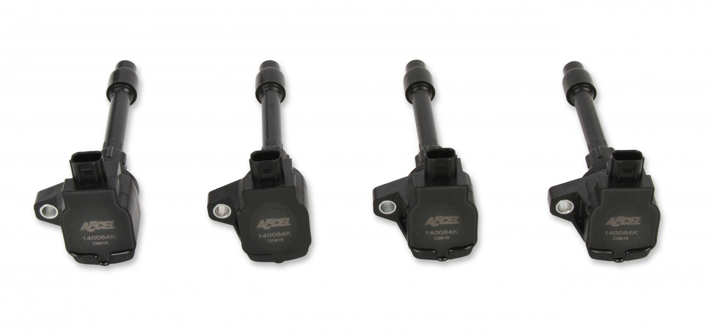 ACCEL Ignition Coils - 2015-2020 Honda Civic 2.0L, 2.0L Turbo and Fit 1.5L 4-cylinder, Black, 4-Pack