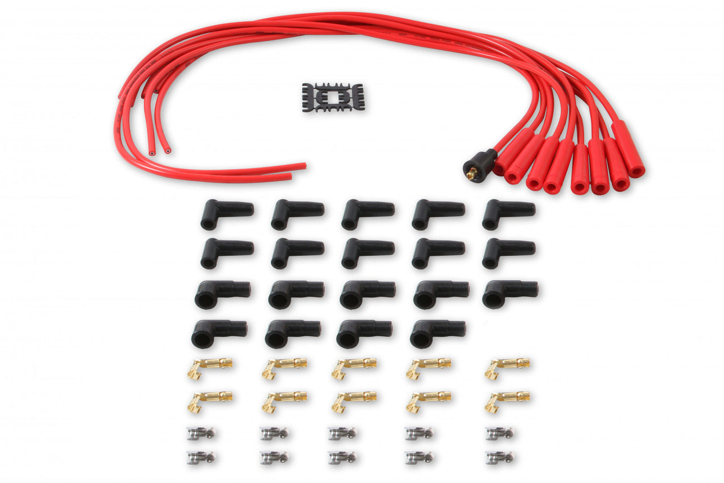 ACCEL Spark Plug Wire Set- 8mm - Red Wire with Red Straight Boots