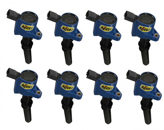 ACCEL Ignition Coil - SuperCoil - 1998-2008 Ford 4.6L/5.4L/6.8L 2-valve modular engines -Blue - 8-Pack