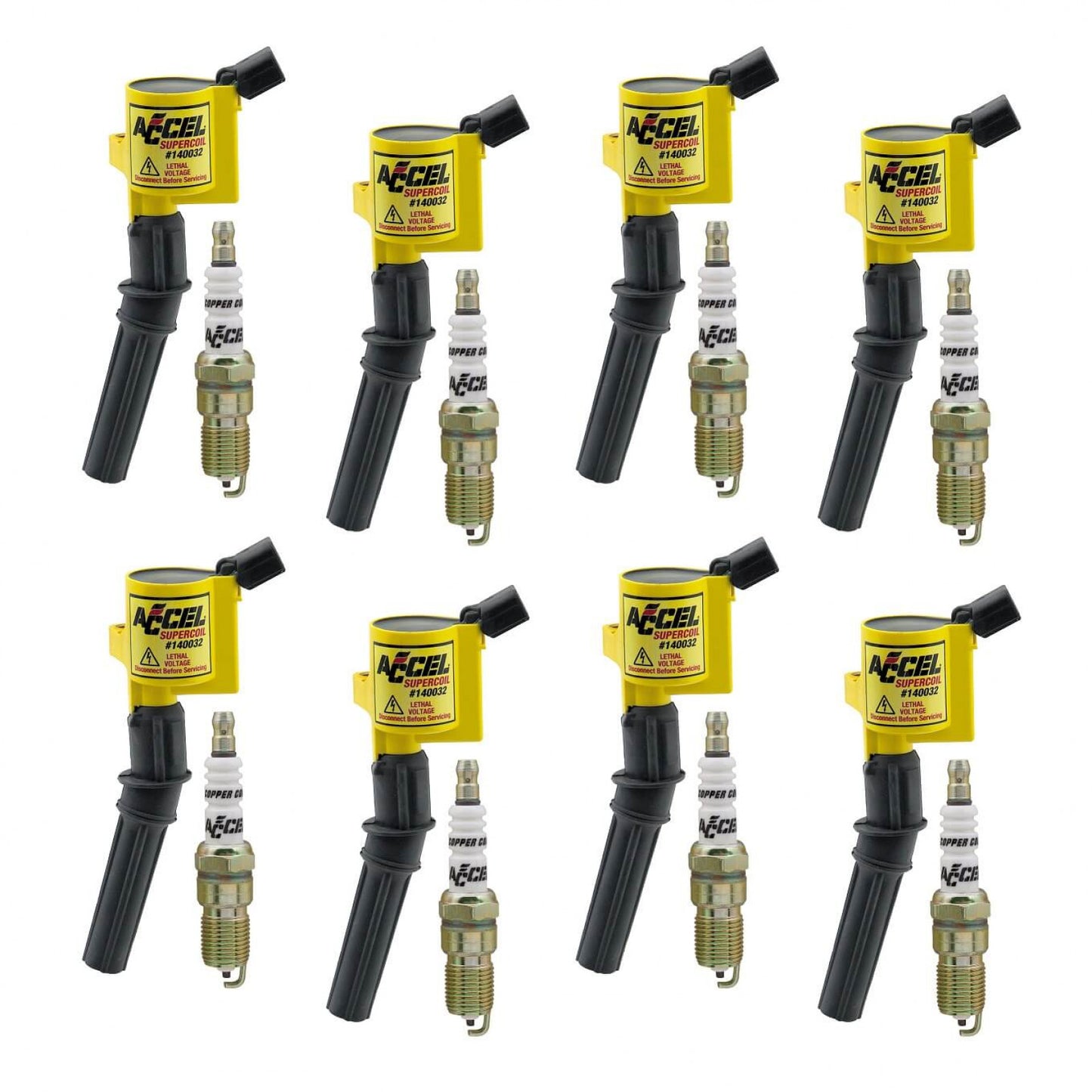 ACCEL Ignition Upgrade Kit- 1998-2008 Ford 4.6L/5.4L/6.8L 2-valve egines, yellow, 8-pack