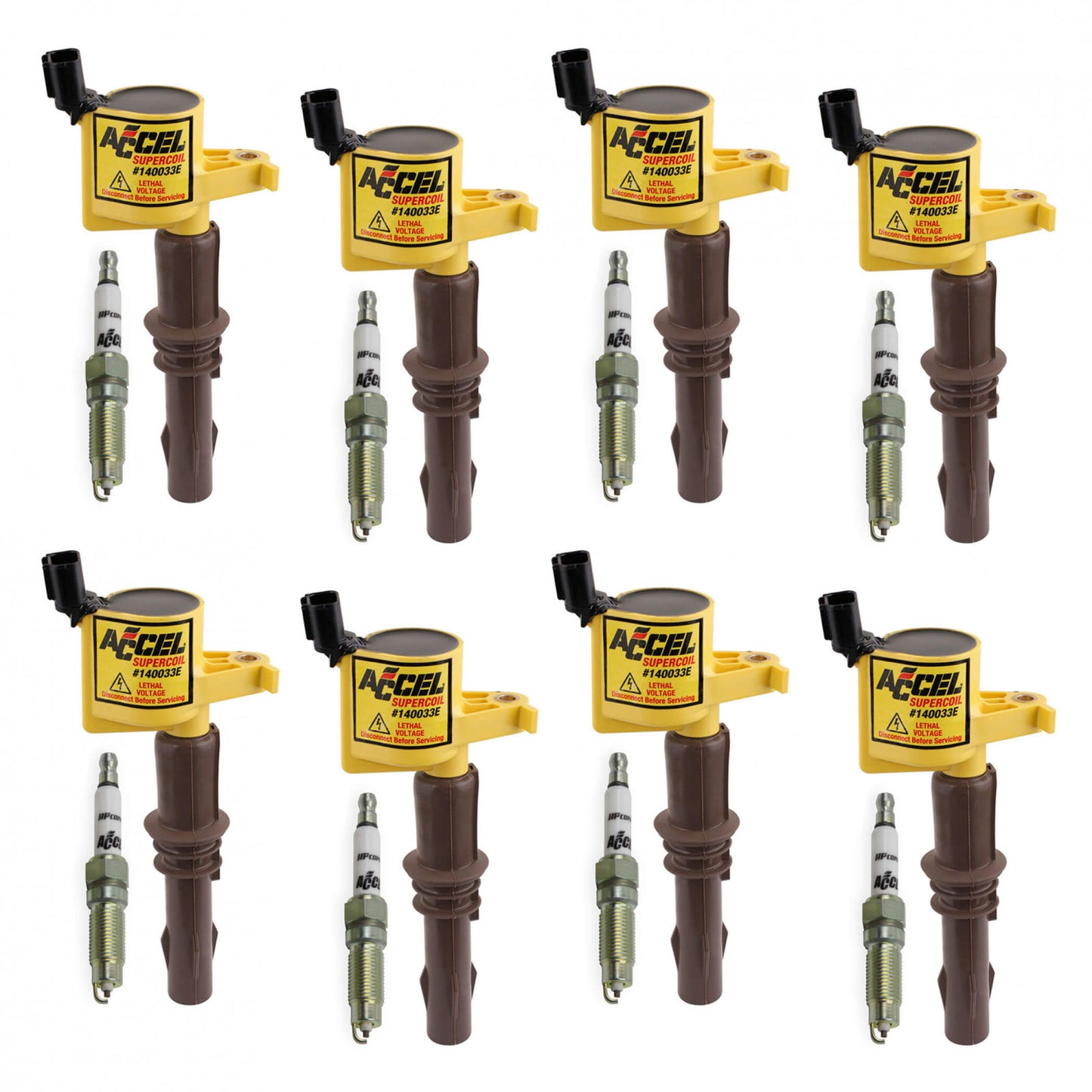 ACCEL Ignition Upgrade Kit- 2008-2014 Ford 4.6L/5.4L/6.8L 3-valve egines, yellow, 8-pack