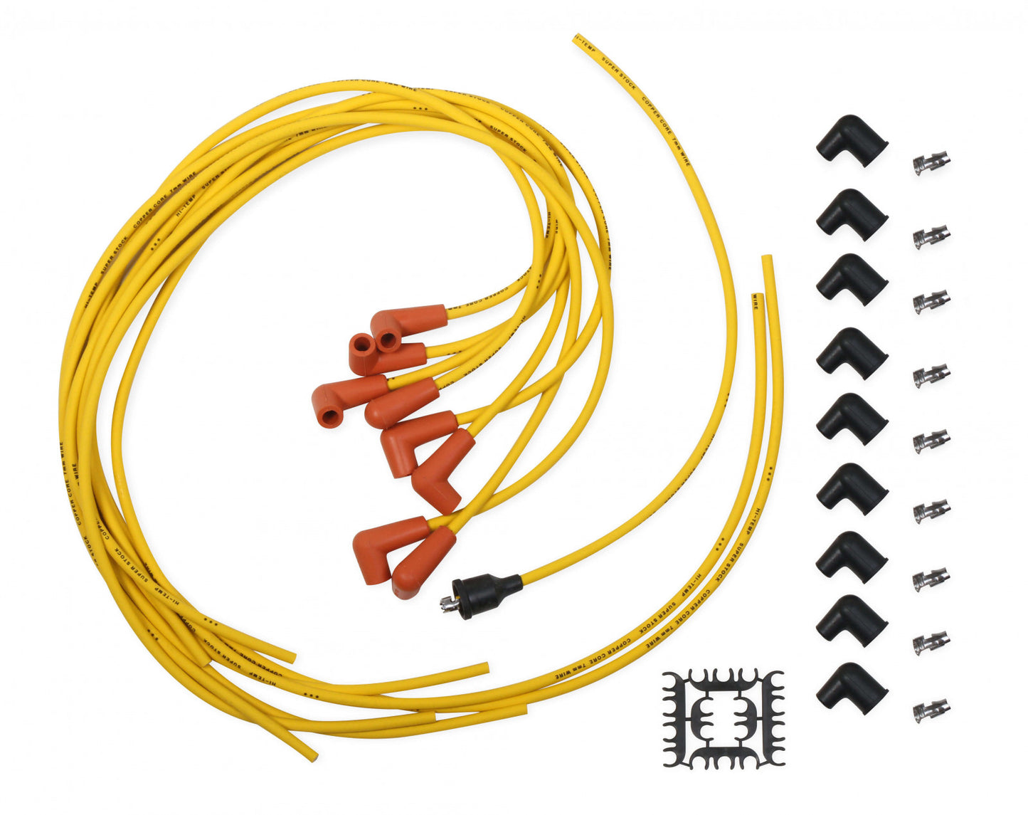 ACCEL Spark Plug Wire Set - 7mm - Super Stock with Copper Core - Universal 90 Deg Boots - Yellow