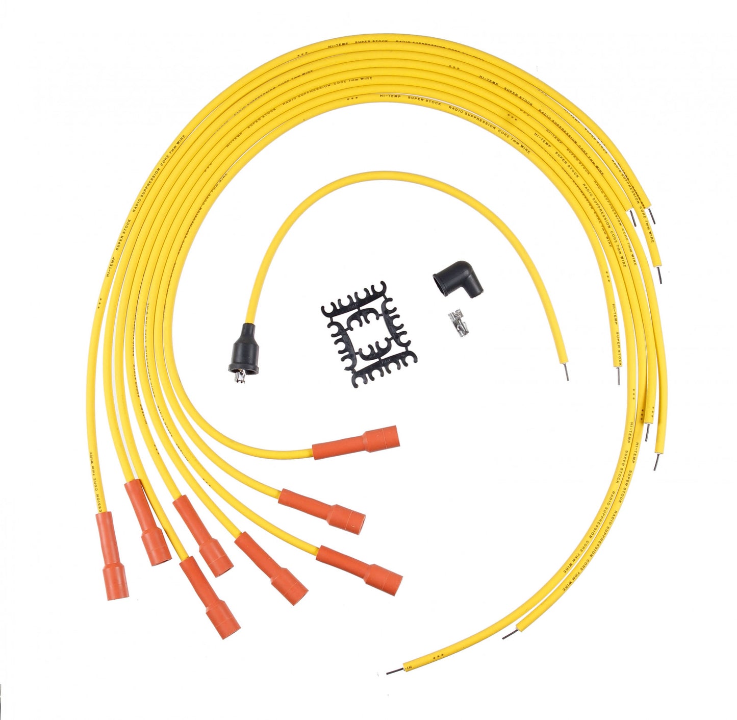 ACCEL Spark Plug Wire Set - Super Stock Graphite Core 7mm - Universal - Straight Boots - Yellow