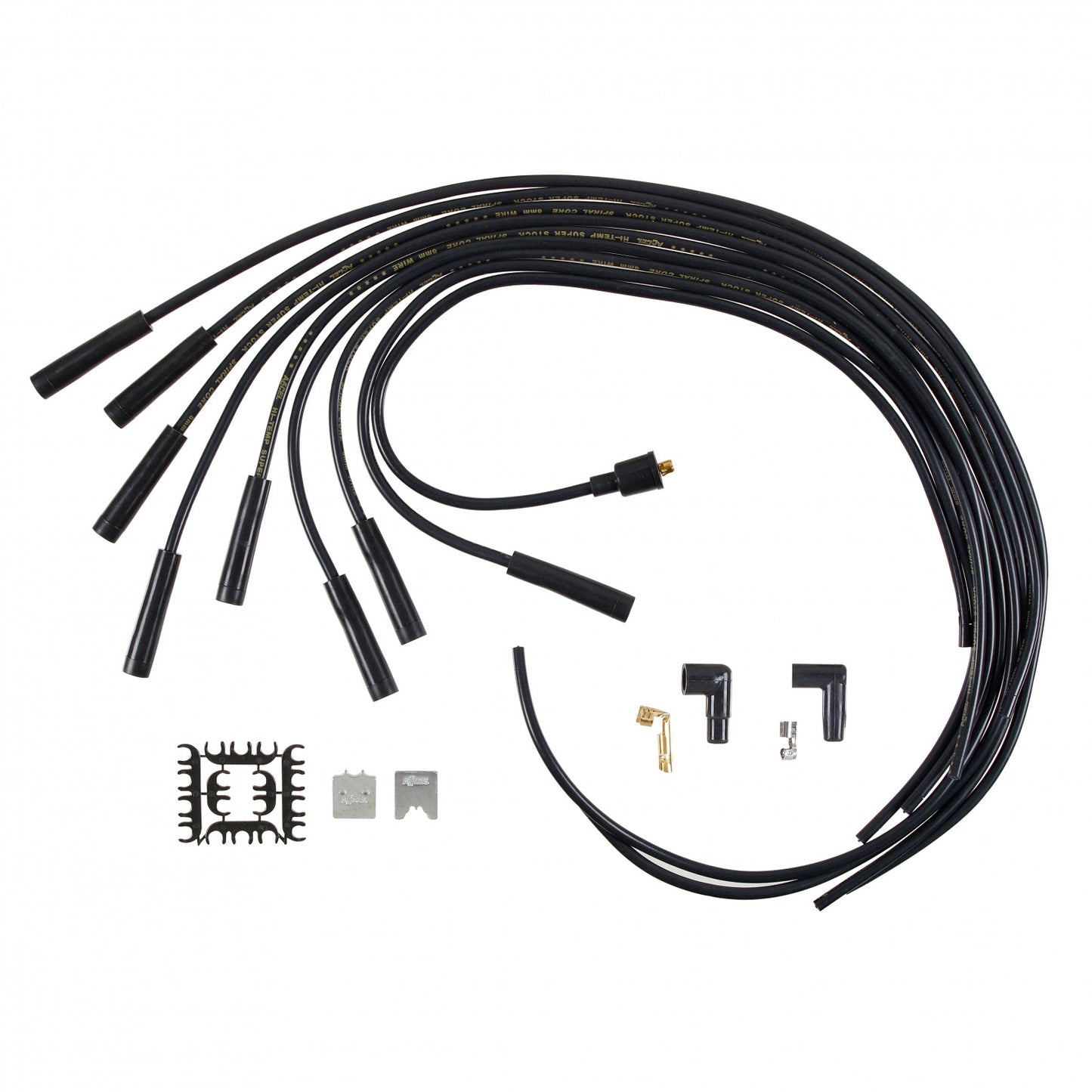 ACCEL Spark Plug Wire Set - 8mm - Universal - Black Wire with Black Straight Boots